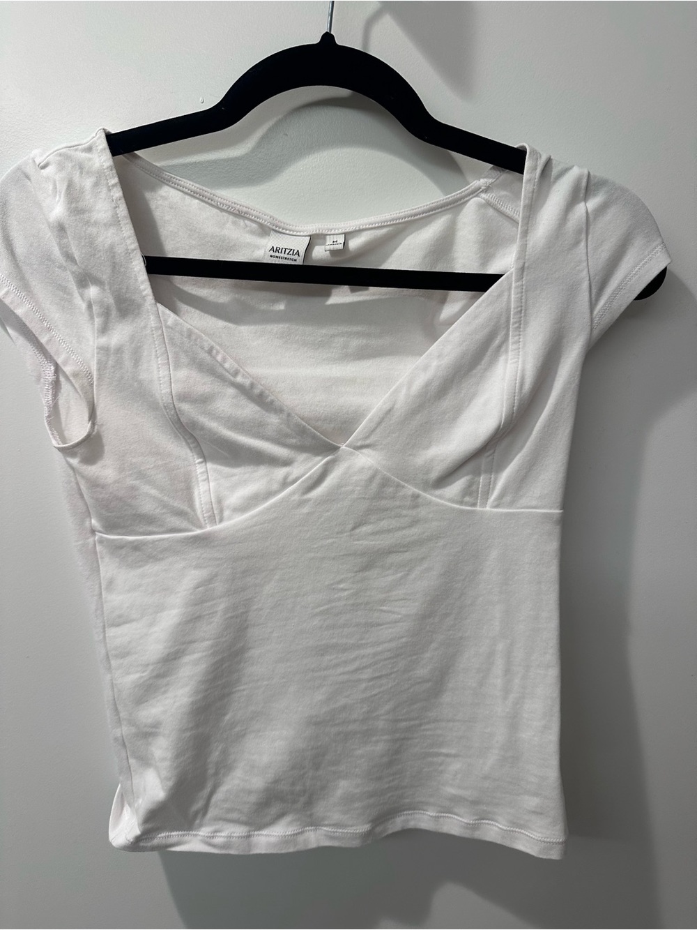Aritzia HomeStretch sweetheart neckline white tee